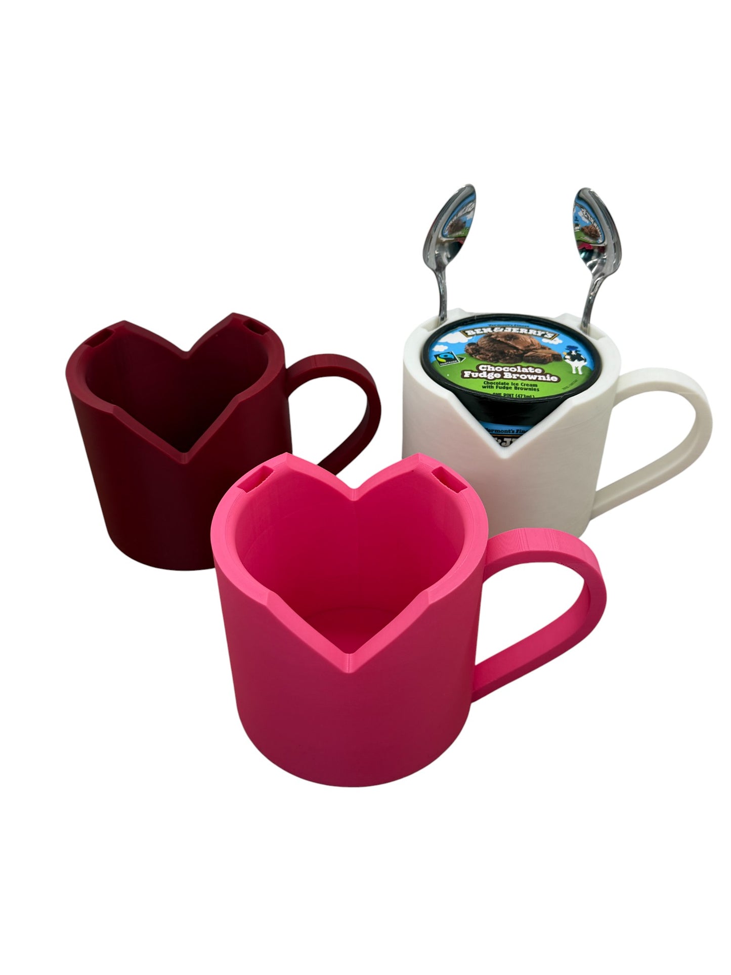 Valentine's Heart Ice Cream Pint Holder with Ergonomic Handle and Spoon Slot
