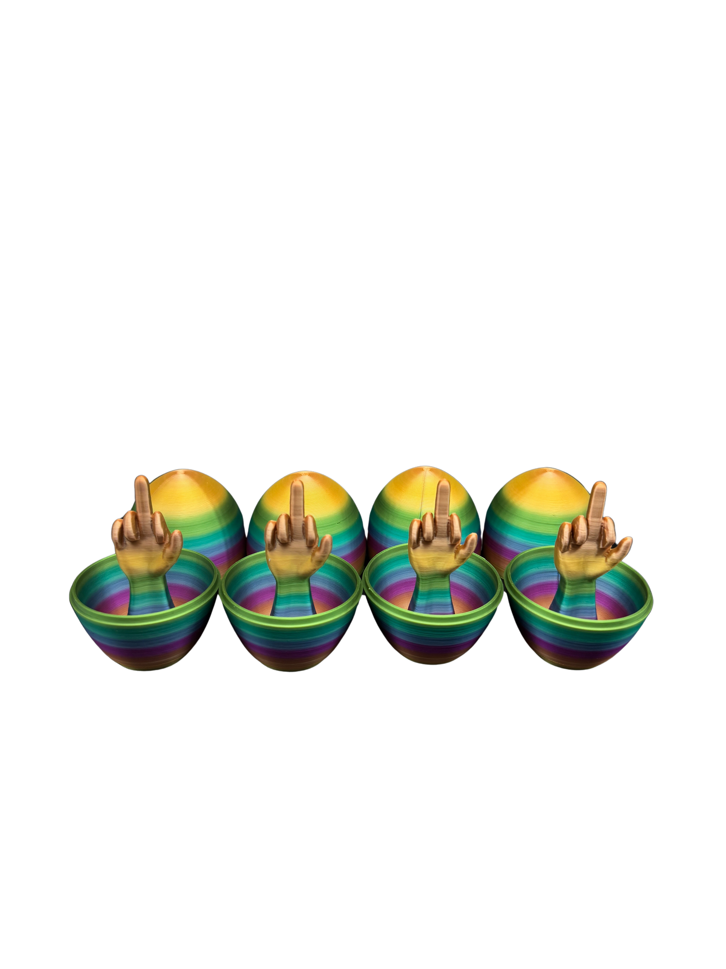 4 Pack of Rainbow Middle Finger Easter Eggs - Easter Gag Gifts