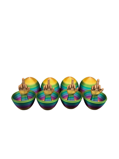 4 Pack of Rainbow Middle Finger Easter Eggs - Easter Gag Gifts