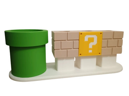 Pipe and Question Block Toothbrush Holder