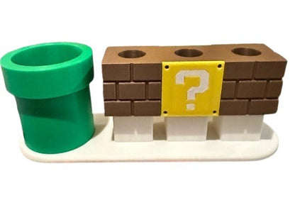 Pipe and Question Block Toothbrush Holder