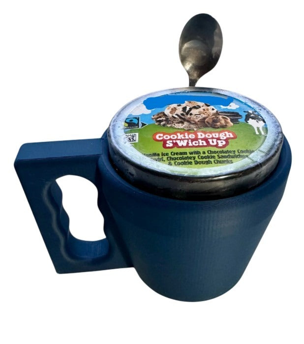 Ice Cream Pint Holder with Ergonomic Handle and Spoon Slot
