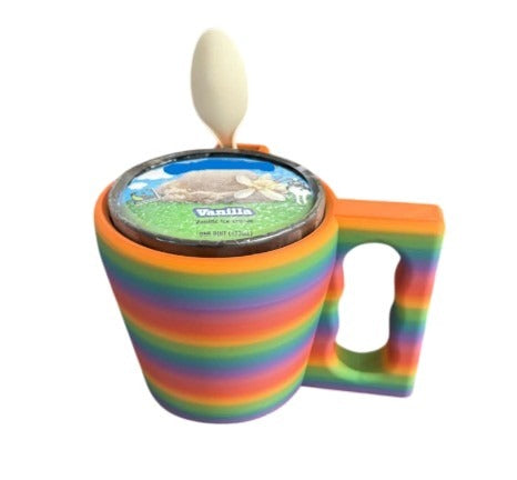 Ice Cream Pint Holder with Ergonomic Handle and Spoon Slot
