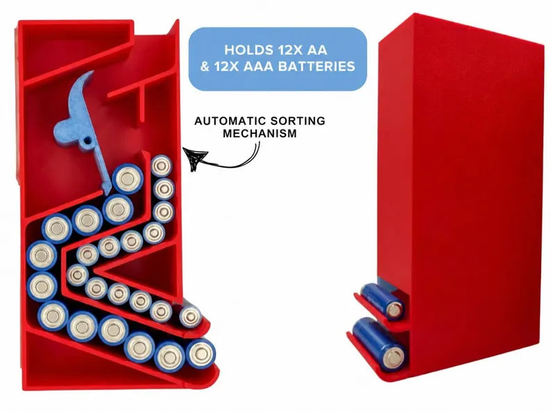 Automatic AA/AAA Battery Organizer - 24 Count