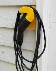 Left Facing J1772 EV Charger Plug Holder with Cable Storage, Wall Mount Electric Vehicle Cord Organizer