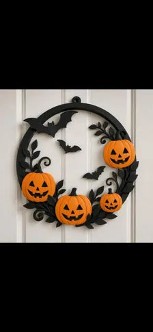 Spooky Pumpkin Mandala Wreath - Halloween Door Decor
