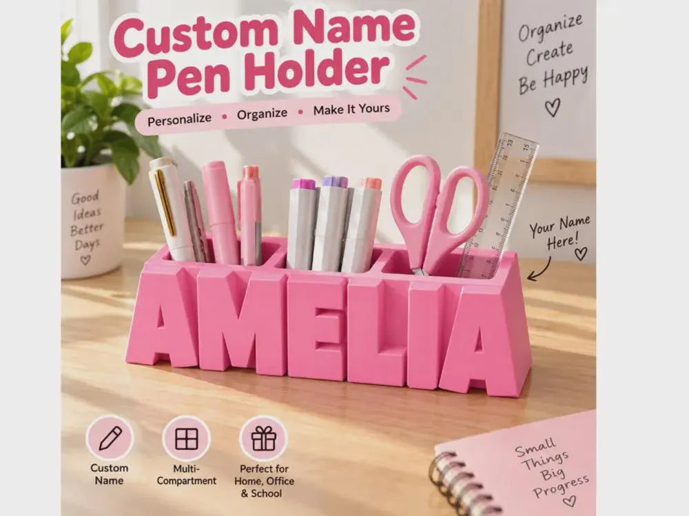 Personalized Name Pen Holder - Desk Organizer