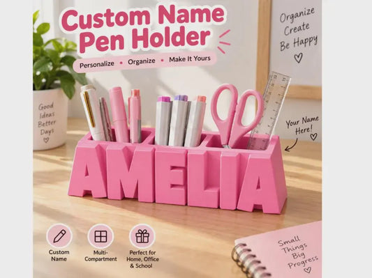 Personalized Name Pen Holder - Desk Organizer