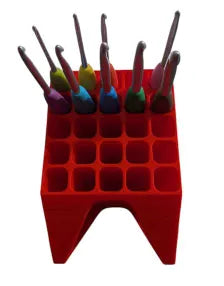 5x5 Grid Desk Organizer | Modern Angled Pen and Marker Stand | 25 Slot Holder for Pens, Pencils, Markers, Crochet Hooks, Tools & More