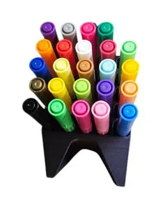 5x5 Grid Desk Organizer | Modern Angled Pen and Marker Stand | 25 Slot Holder for Pens, Pencils, Markers, Crochet Hooks, Tools & More