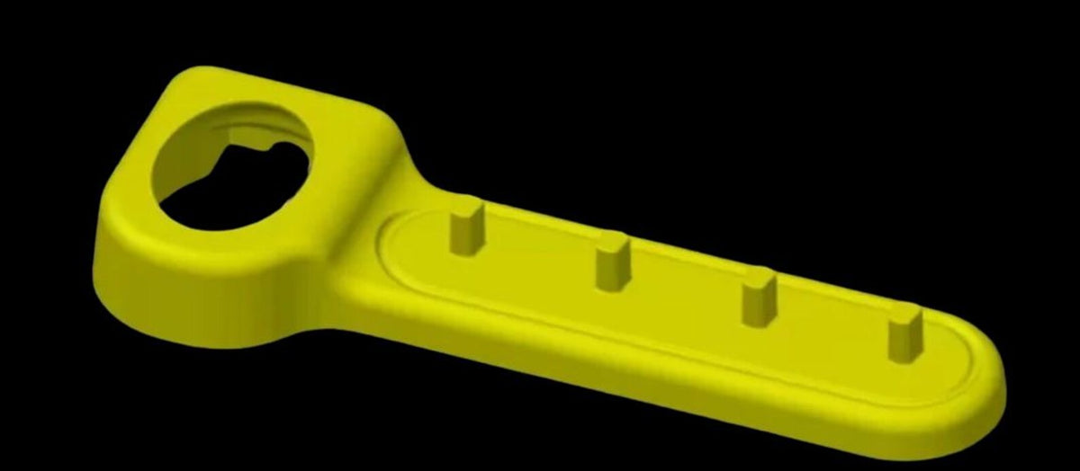 Yellow five-brush stand top view