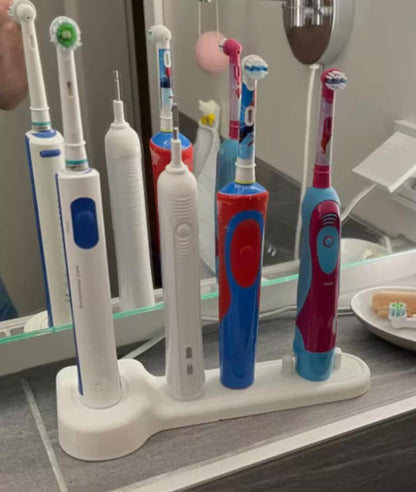 White toothbrush stand on a bathroom counter