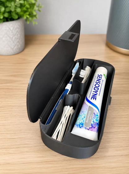 Travel Toothbrush Storage Case | Manual Toothbrush & Toothpaste Organizer | Floss Pick and Cotton Swab Holder | Bathroom Travel Case