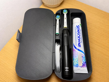 Electric Toothbrush Travel Case | Toothbrush & Toothpaste Organizer | Brush Head Storage | Floss Pick Holder | Bathroom Travel Case