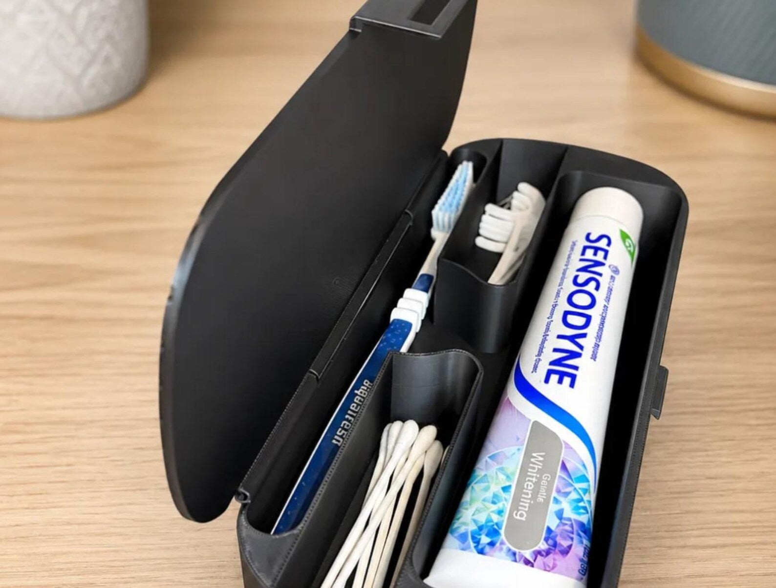 Travel Toothbrush Storage Case | Manual Toothbrush & Toothpaste Organizer | Floss Pick and Cotton Swab Holder | Bathroom Travel Case