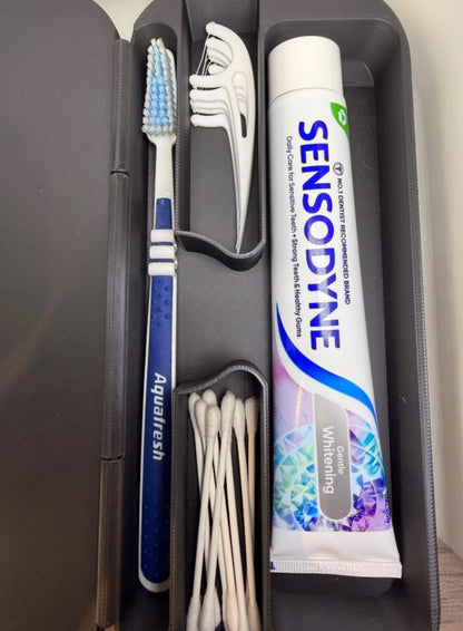 Travel Toothbrush Storage Case | Manual Toothbrush & Toothpaste Organizer | Floss Pick and Cotton Swab Holder | Bathroom Travel Case