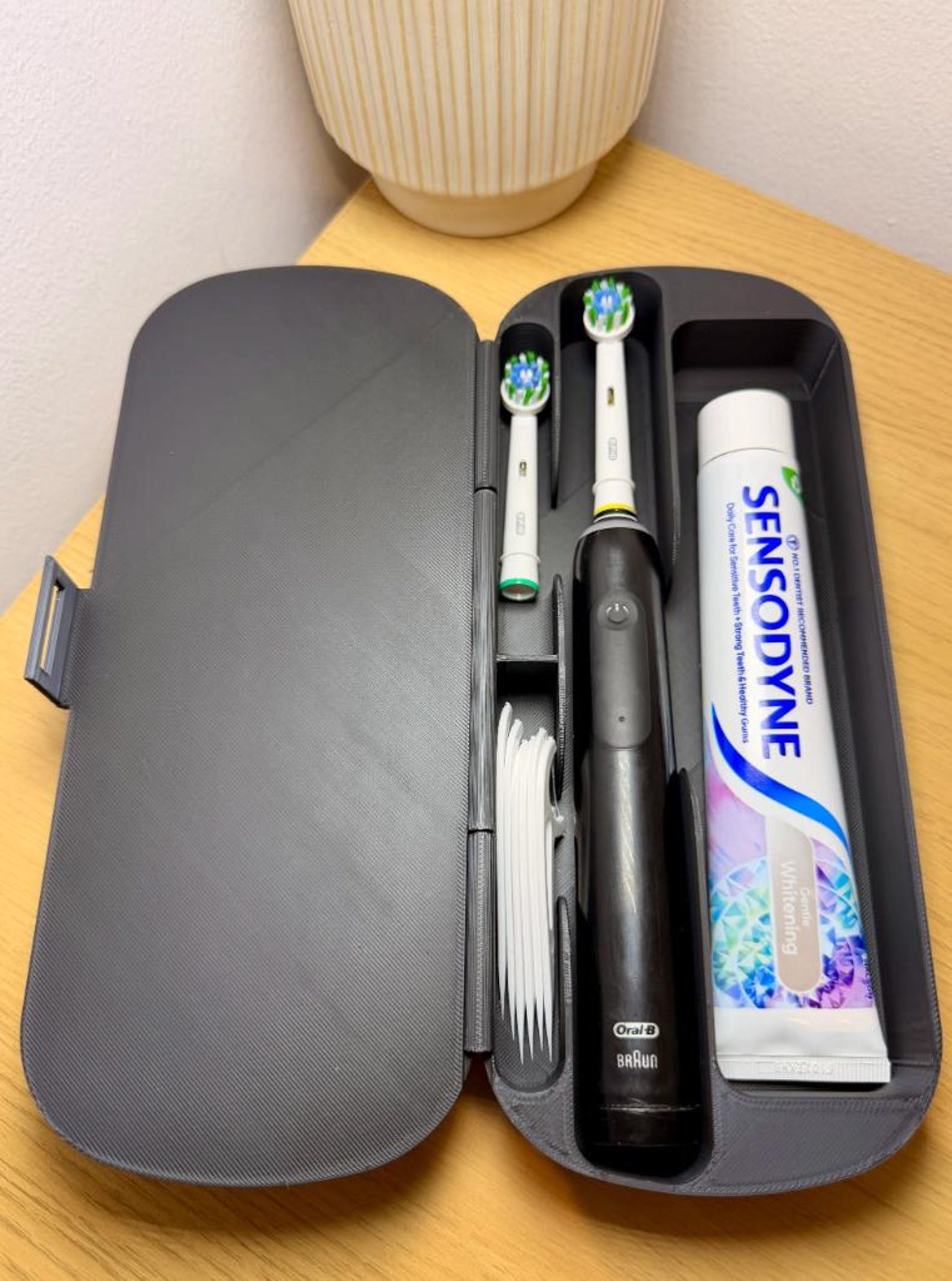 Electric Toothbrush Travel Case | Toothbrush & Toothpaste Organizer | Brush Head Storage | Floss Pick Holder | Bathroom Travel Case