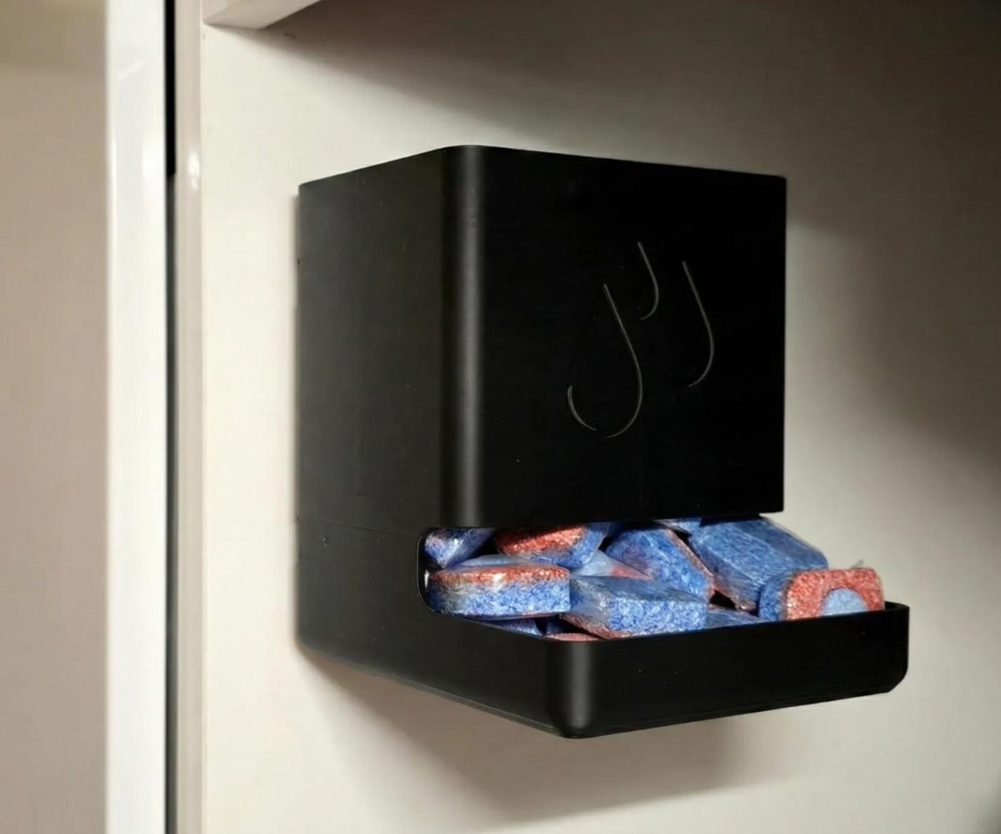 Dishwasher Tablet Box | Under Sink Pod Organizer | Cabinet Mount Dishwasher Pod Holder | Smart Slide Mount Storage Box | Kitchen Storage