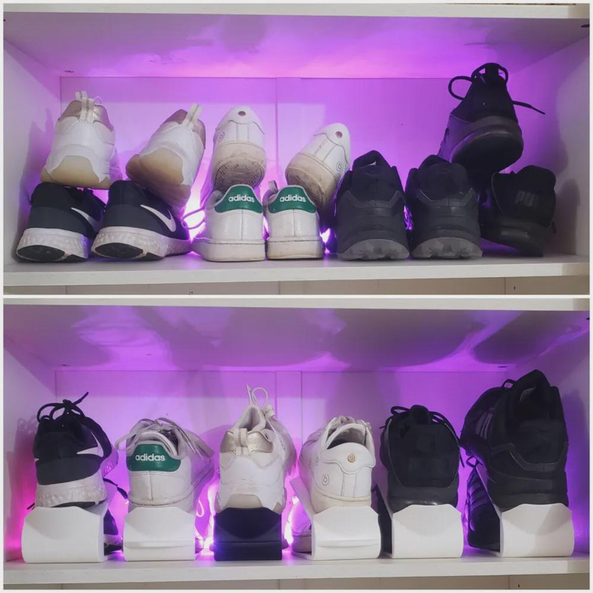 Pull-tab shoe organizer viewed from the rear