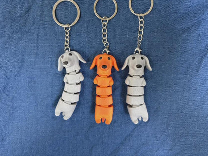 Flexi Dachshund Keychain - Wiener Dog Charm