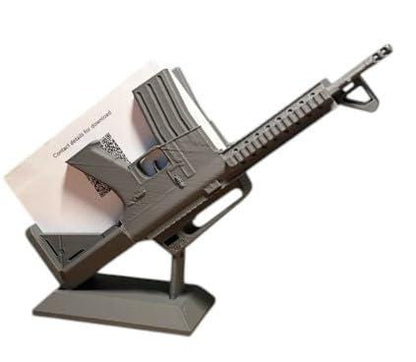 Tactical Rifle Business Card Holder - Desk Card Stand