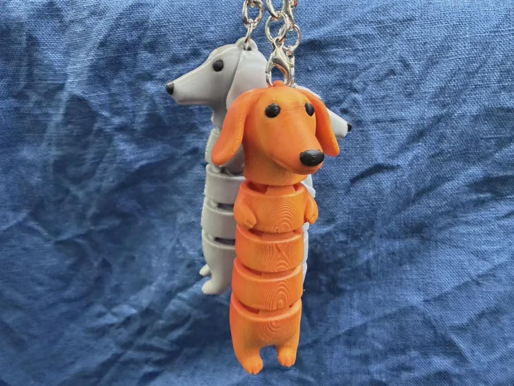 Flexi Dachshund Keychain - Wiener Dog Charm