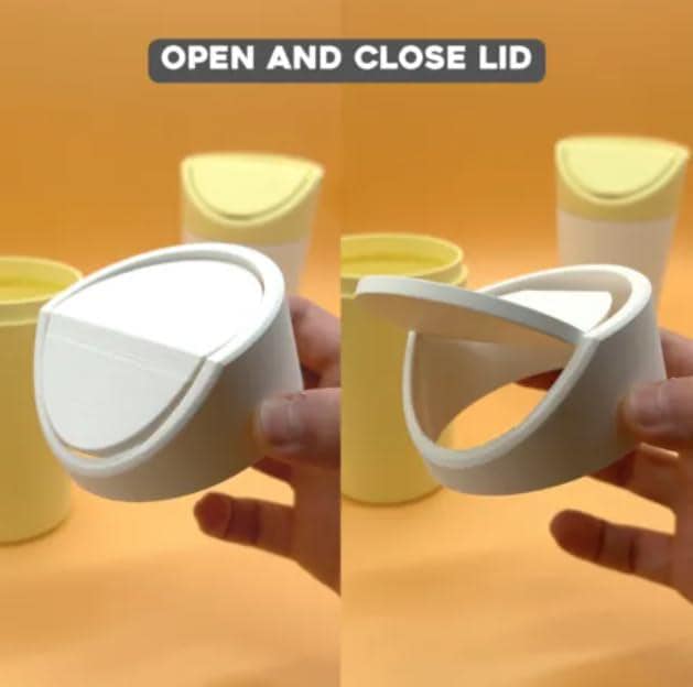 Mini car trash can swing lid opening and closing