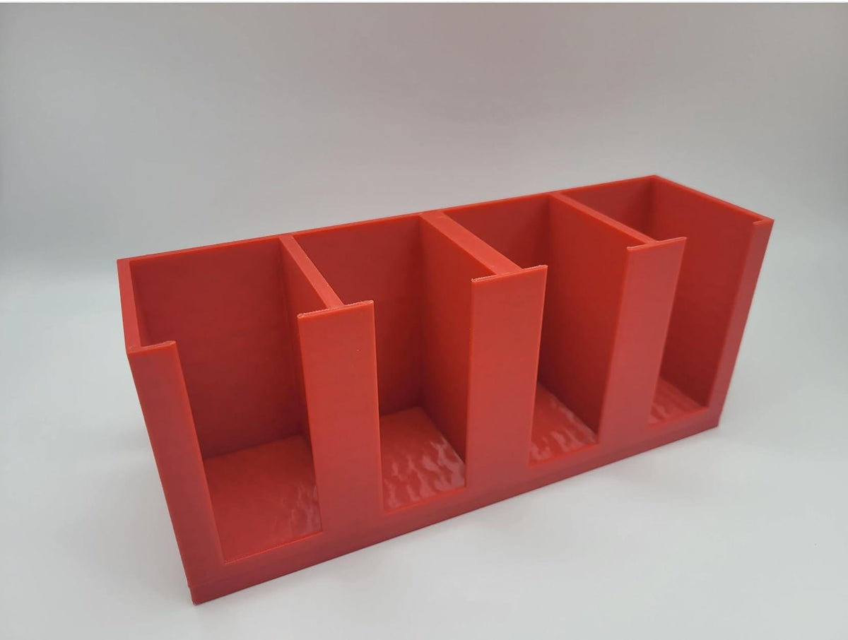 Divided sauce packet holder viewed from above