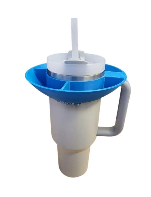 30 oz tumbler snack tray with four divided compartments