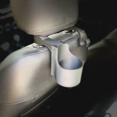 Headrest-post cup holder mounting detail